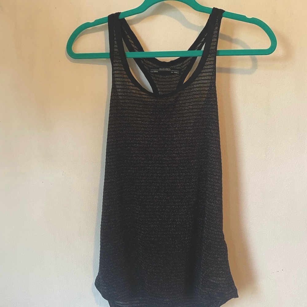 AllSaints Racerback Tank Top with Shimmer